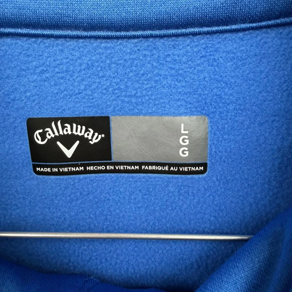 Callaway Mens Blue 1/4 Zip Fleece Lined Pullover Jacket Size Large Golf Active